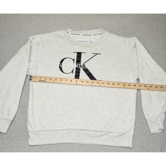Calvin Klein CK Classic Logo Crew Neck Fleece Sweatshirt Womens XS Casual - Picture 3 of 8